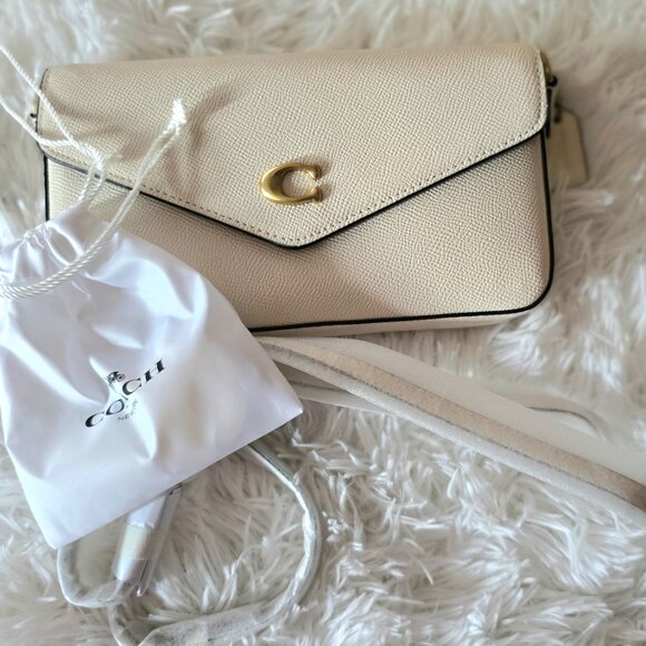 New White Authentic Coach Wyn Crossbody w/ Yellow Tea Rose Embellishment - Picture 2 of 8